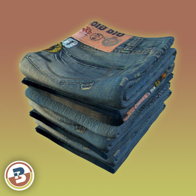 3D Model of Clothing Series - Realistic Folded Jeans - 3D Render 4